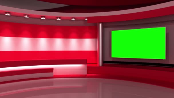 Studio Österrike Österrikisk Flagga Nyhetsstudio Loop Animation Bakgrund För Grön — Stockvideo