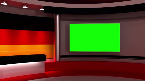Телевизионная Студия Германия Немецкий Флаг Студия Новостей Цикл Анимации Фон — стоковое видео