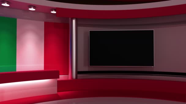 Een Studio Italië Italiaanse Vlag Nieuws Studio Loop Animatie Achtergrond — Stockvideo