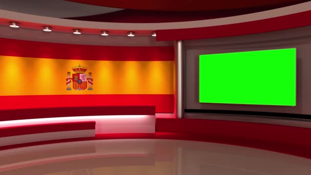 Studio Schweiz Schweizisk Flagga Nyhetsstudio Loopanimation Bakgrund För Grön Skärm — Stockvideo