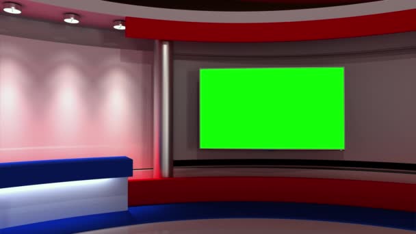 Studio Korea Korean Flag News Studio Loop Animation Background Any — Stock Video