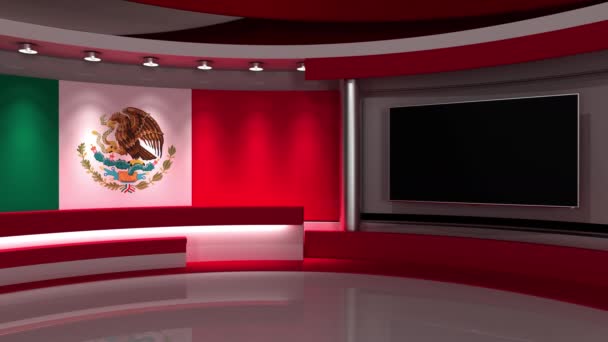 Studio Mexiko Mexikanska Flaggstudion Mexikansk Flagga Bakgrund Nyhetsstudio Den Perfekta — Stockvideo