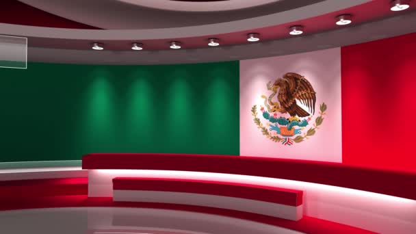 Studio Mexiko Mexické Vlajkové Studio Mexická Vlajka Pozadí Zpravodajství Perfektní — Stock video