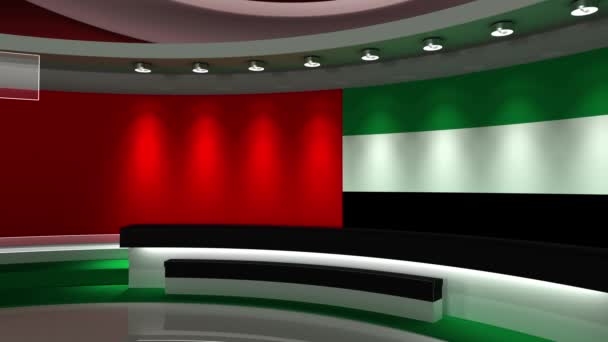 Studioul Dubai Drapelul Dubaiului Studioul Ştiri Animaţie Buclă Fundal Pentru — Videoclip de stoc