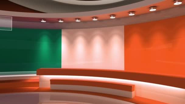 Studio Irsko Irská Vlajka Zpravodajství Animace Smyčky Pozadí Pro Všechny — Stock video