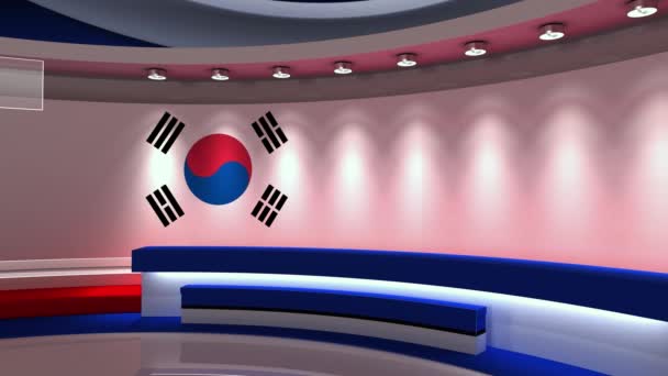 Estudio Corea Bandera Coreana Estudio Noticias Animación Loop Fondo Para — Vídeos de Stock