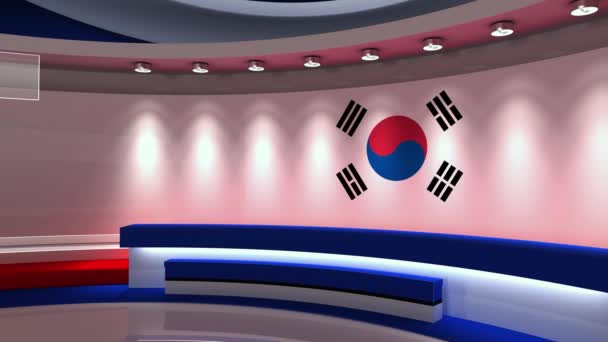 Studio Korea Korejská Vlajka Zpravodajství Animace Smyčky Pozadí Pro Všechny — Stock video