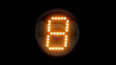 - Sekiz. 8 numara. Nixie tüp göstergesi. Gaz boşaltım göstergeleri ve lambalar. Üç boyutlu. 3B Renderin