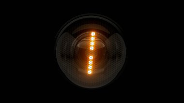 Bir tane. 1 numara. Nixie tüp göstergesi. Gaz boşaltım göstergeleri ve lambalar. Üç boyutlu. 3B Renderin
