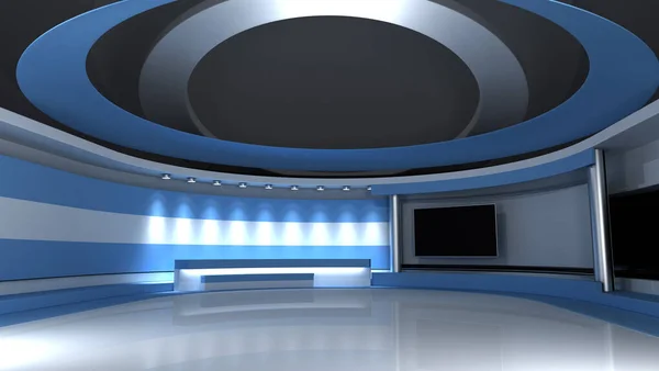 TV studio. Argentina. Argentine flag. News studio. Loop animation. Background for any green screen or chroma key video production. 3d render. 3d