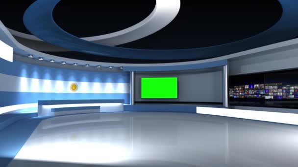 Studio Televisivo Animazione Loop Studio Giornalistico Sfondo Qualsiasi Schermo Verde — Video Stock