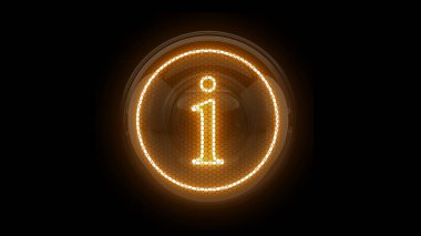 Bilgiler. Bilgi düğmesi. Nixie tüp göstergesi. Gaz boşaltım göstergeleri ve lambalar. Üç boyutlu. 3B Renderin