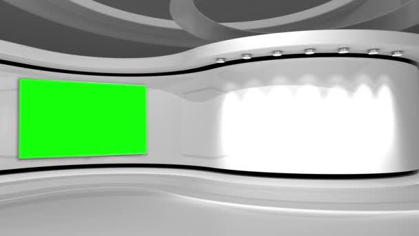 白色背景 电视演播室循环动画 白色工作室 备份为任何绿色屏幕或彩色键视频生产 3D渲染 — 图库视频影像