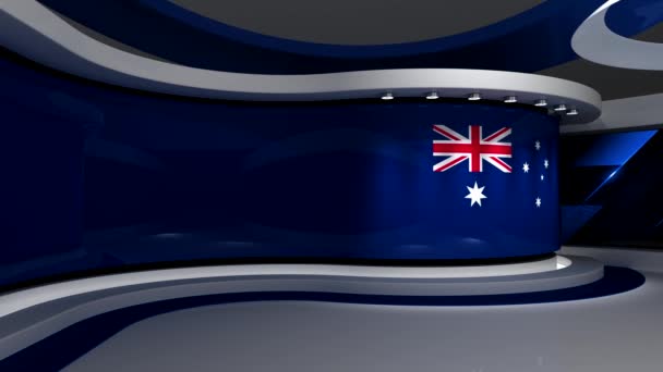 Estudio Australia Bandera Australiana Estudio Noticias Animación Loop Fondo Para — Vídeo de stock