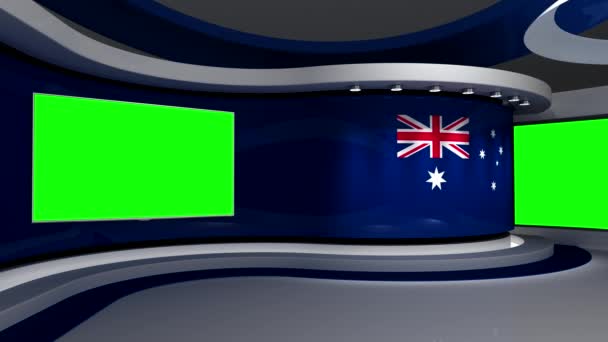 Televizyon Stüdyosu Avustralya Avustralya Bayrağı Haber Stüdyosu Döngü Animasyonu Herhangi — Stok video