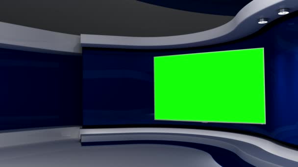 Fernsehstudio Blaues Studio Blauer Hintergrund Nachrichtenstudio Bildschirm Wand Schleifenanimation Hintergrund — Stockvideo