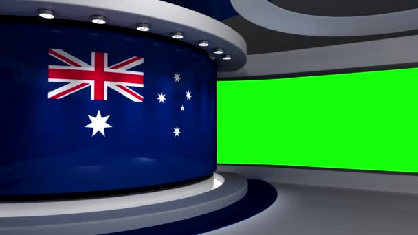 Studioul Australia Drapelul Australian Studioul Ştiri Animaţie Buclă Fundal Pentru — Videoclip de stoc