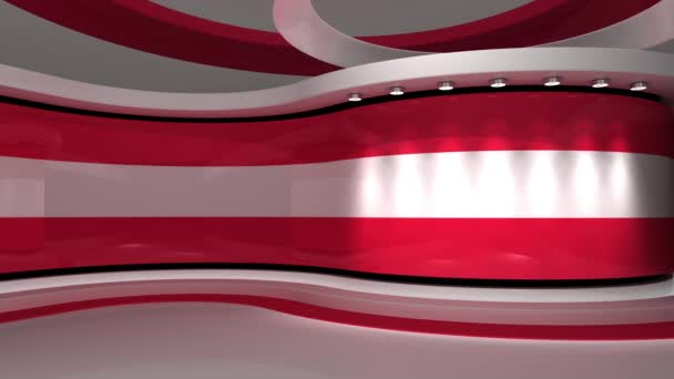 Studio Televisivo Austria Bandiera Austriaca Studio Giornalistico Animazione Loop Sfondo — Video Stock
