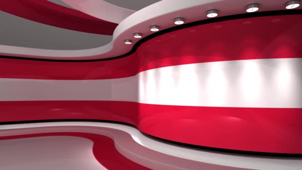 Στούντιο Τηλεόρασης Αυστρία Αυστριακή Σημαία Στούντιο Ειδήσεων Κινούμενα Σχέδια Ιστορικό — Αρχείο Βίντεο