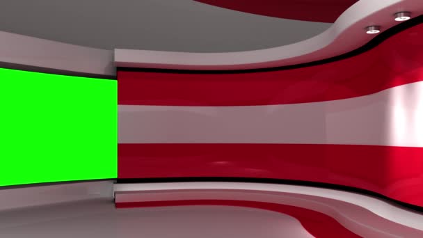 Studio Rakousko Zelená Obrazovka Zdi Obrazovka Zdi Rakouská Vlajka Zpravodajství — Stock video