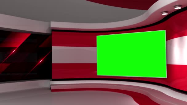 Fernsehstudio Österreich Green Screen Der Wand Bildschirm Wand Österreichische Flagge — Stockvideo