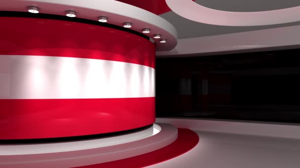 Studio Rakousko Rakouská Vlajka Zpravodajství Animace Smyčky Pozadí Pro Všechny — Stock video