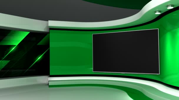 Televizní Studio Zelené Studio Zelené Pozadí Zpravodajství Obrazovka Zdi Animace — Stock video