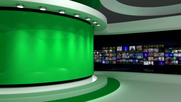 Fernsehstudio Grünes Studio Grüner Hintergrund Nachrichtenstudio Schleifenanimation Hintergrund Für Jede — Stockvideo