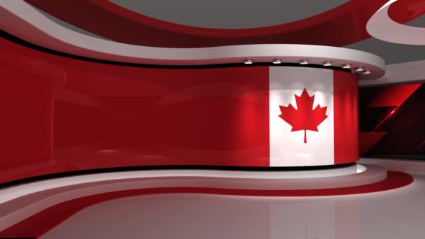 Studio Canada Drapeau Canadien Studio Presse Animation Boucle Arrière Plan — Video