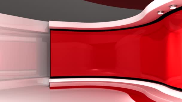 电视演播室红色工作室 红色背景 新闻演播室技术室循环动画 任何绿色屏幕或彩色键视频制作的背景 3D渲染 — 图库视频影像