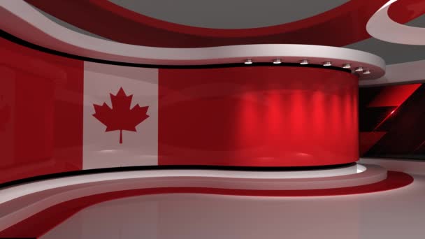 Studio Kanada Kanadensisk Flagg Nyhetsstudio Loop Animation Bakgrund För Grön — Stockvideo