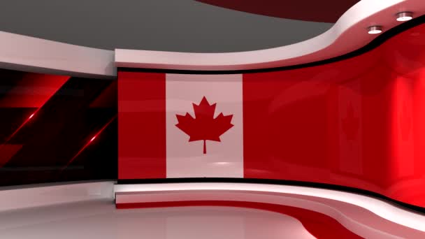 Studio Kanada Kanadensisk Flagg Nyhetsstudio Loop Animation Bakgrund För Grön — Stockvideo