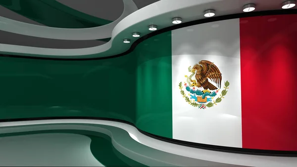 Bandera México Fondo Bandera México Estudio Estudio Noticias Telón Fondo —  Fotos de Stock