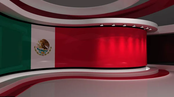 Meksika Bayrağı Meksika Bayrağı Geçmişi Televizyon Stüdyosu Haber Stüdyosu Herhangi — Stok fotoğraf