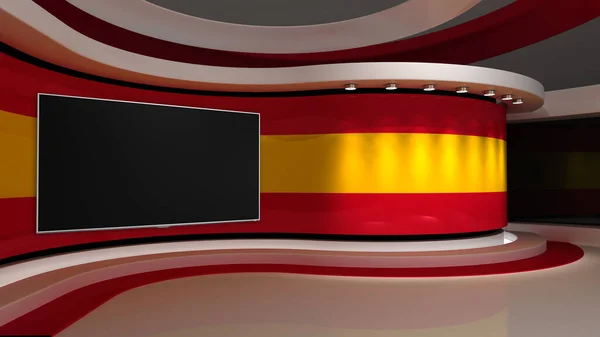 Studio Telewizyjne Hiszpanii Hiszpańskie Studio Flagowe Kontekst Hiszpańskiej Flagi Studio — Zdjęcie stockowe
