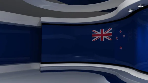 Nueva Bandera Zelanda Fondo Bandera Nueva Zelanda Estudio Estudio Noticias —  Fotos de Stock