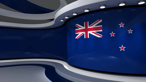 Nueva Bandera Zelanda Fondo Bandera Nueva Zelanda Estudio Estudio Noticias —  Fotos de Stock