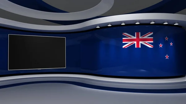 Nueva Bandera Zelanda Fondo Bandera Nueva Zelanda Estudio Estudio Noticias — Foto de Stock