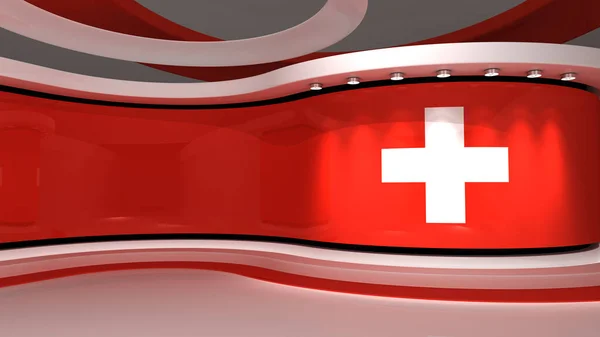 Suiza Estudio Bandera Suiza Fondo Bandera Suiza Estudio Estudio Noticias — Foto de Stock