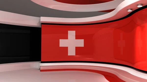 Suiza Estudio Bandera Suiza Fondo Bandera Suiza Estudio Estudio Noticias — Foto de Stock