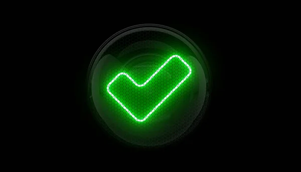 Зелений Знак Чеку Перевір Прийняти Індикатор Трубки Ніксі Індикатори Газового — стокове фото