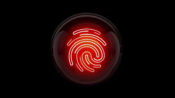 Красный Отпечаток Пальца Значок Отпечатка Пальца Цикл Анимации Индикатор Трубки — стоковое видео