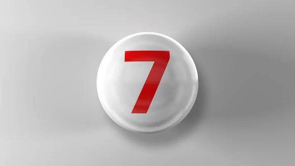 Number Glossy White Ball Rendering White Ball White Background — Stock Photo, Image