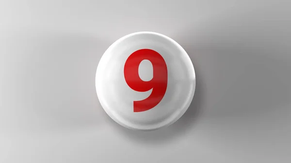 Number Glossy White Ball Rendering White Ball White Background — Stock Photo, Image