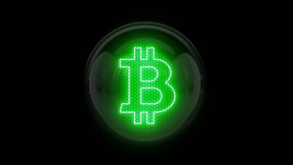 Bitcoin Zöld Bitcoin Logó Nixie Cső Indikátor Gázkisülési Jelzők Lámpák — Stock Fotó