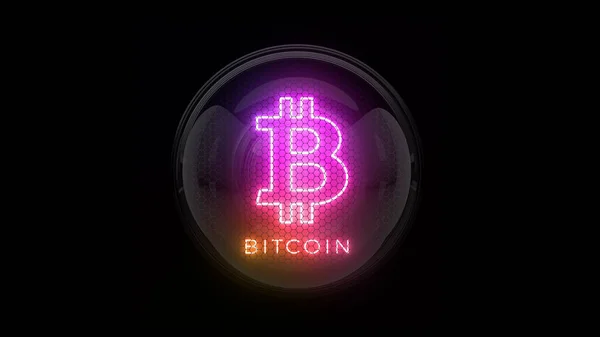 Bitcoin Logo Bitcoina Kolory Instagrama Wskaźnik Rurki Nixie Wskaźniki Lampy — Zdjęcie stockowe