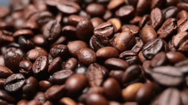 Rostat Kaffe Rostade Kaffebönor Bakgrund — Stockvideo