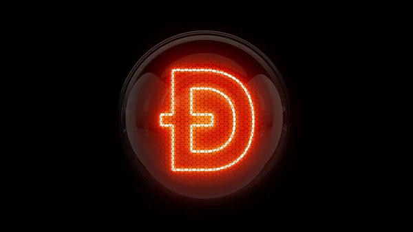 Doge Coin Logo Pièce Doge Rouge Indicateur Tube Nixie Indicateurs — Photo