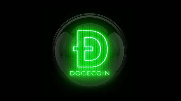 Doge Coin Green Doge Coin Logo Nixie Tube Indicator Gas — Stock Photo, Image