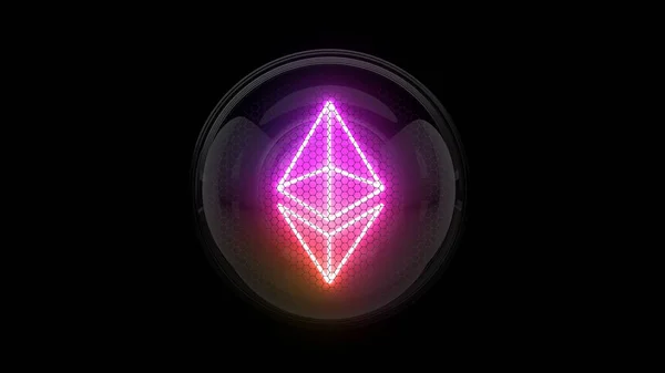 Етерій Instagram Колір Логотип Монети Etherium Індикатор Ніксі Трубки Газові — стокове фото